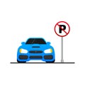 Template with blue no parking. Logo, icon, label. Vector icon Royalty Free Stock Photo