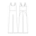 template bootcut jumpsuit vector flat design outline clothing collection