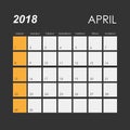 Template of calendar for April 2018