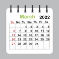 Template calendar 2022. March 2022 calendar sheet in abstract style. Vector illustration. EPS 10.