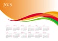 Template of 2018 calendar on orange background