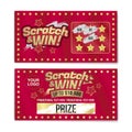 Template cards with scratch & win letters. Golden colors letters