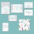 Template cards set with watercolor dream catchers