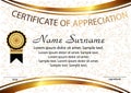 Template certificate of appreciation. Elegant background. Winning the competition. Reward. Vector