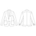 Template chest pocket, front patch pockets blazer vector illustration flat design