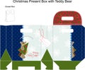 Template Christmas gift box with Teddy Bear.