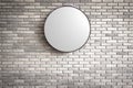 Template - Circle Lightbox logo on the dark red brick wall Royalty Free Stock Photo