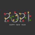 Happy New Year 2021. Christmas lights.