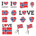 Flag of Norway. Set of vector Flags. I love Norway Royalty Free Stock Photo