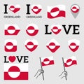 Flag of Greenland. Set of vector Flags Royalty Free Stock Photo