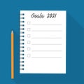 Notepad with the Goals of 2021 Royalty Free Stock Photo