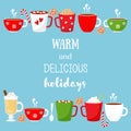 Hot Drinks. Cocoa, Coffee, Tea and Hot Chocolate.