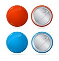 Template Color Blank Circle Button Badge Pin Set. Vector