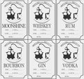 Alcohol template vector illustration. Moonshine, Whiskey, Rum, Bourbone, Gin, Vodka vector label template. Samogon label. Royalty Free Stock Photo