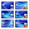 Template credit cards of blue color, vector set Royalty Free Stock Photo