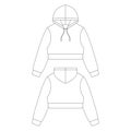 Template cropped hoodie vector illustration flat sketch design