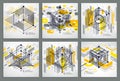 Template 3D yellow design layout for brochures set , flyer , poster, advertising, cover, vector abstract modern background. Royalty Free Stock Photo