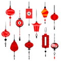 Template decorative chinese style red lantern. Hieroglyph englis