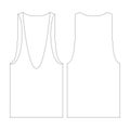 template deep uneck tank top vector flat design outline clothing collection