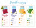 Template design banner, brochure, flyer with smoothie recipes. Menu with recipes and ingredients for a organic, deto