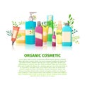 Template design banner, brochures, posters about the organic cosmetics. Nature beauty products for the skin. Cosmetic