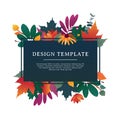 Template design banner for fall season with autumn frame and herb. Promotion offer with autumnal oak plant, maple leave