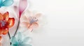 Template design banner with glass flower decoration. Spring and summer floral background. Copy space. Blossom decoration Royalty Free Stock Photo