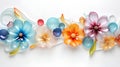 Template design banner with glass flower decoration. Spring and summer floral background. Copy space. Blossom decoration Royalty Free Stock Photo