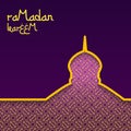 Template design concept background for ramadan kareem celebration. Purple background with gold pattern. The inscription Ramadan Ka Royalty Free Stock Photo