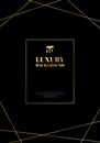 Template design frame golden lines on black background. Luxury elegant trendy art deco style. You can use for wedding Invitation