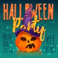 Template design greeting card, flyer, poster for Happy Halloween party. Banner for night Halloween event. Invitation Royalty Free Stock Photo