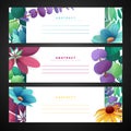 Template design horizontal banner set with floral decoration. Frame with the decor of flowers, leaves, twigs. Invitatio Royalty Free Stock Photo