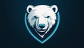 Template Design: Logo With Polar Bear Shield. This Customizable Logo Features A Polar Bear Emblem Inside A Shield For Branding Royalty Free Stock Photo