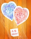 Template design for love card, doodle lace heart. Royalty Free Stock Photo