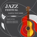 Template Design Poster with acoustic guitar