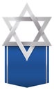 Template with silver Star of David and blue pennant, Vector illustration