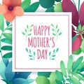 Template designt banner for happy mother`s day. Square poster for mom holiday with flower decoration. Square layout o