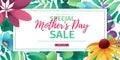 Template designt discount banner for happy mother`s day. Horizontal poster for special mother`s day sale with flower