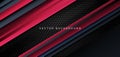 Template diagonal lines red and dark overlapping layers on black metal background