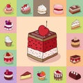 Template with different kinds of delicious desserts. Various taste.