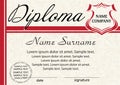 Template diploma or certificate. Elegant red design. Vector