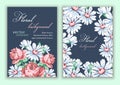 Template double sided cover, poster, greeting card, invitation, banner, flyer with colorful abstract floral design with flowers of Royalty Free Stock Photo