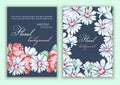 Template double sided cover, poster, greeting card, invitation, banner, flyer with colorful abstract floral design with flowers of Royalty Free Stock Photo