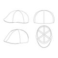 Template duckbill ivy hat vector illustration flat sketch design outline