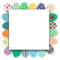 Template of Easter Card with Colorful Eggs in Wreath Form. Greeting or Invitation Template with Space for Text. Vector. Royalty Free Stock Photo