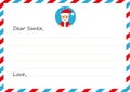 Template envelope New year`s letter to Santa Claus with icon. Vector illustration. Flat design.