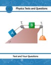 Template for exam question with the laws of motion. Lifting a load. Physical experiment pully system. Thrust and linear momentum