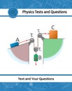 Template for exam question with the laws of motion. Thrust and linear momentum on inclined plane. Force increase by pulley blocks Royalty Free Stock Photo