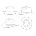 Template fedora wide brim hat vector illustration flat sketch design outline