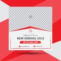 Template Feed For Social Media Ad, Design For Fashion Sale, Vector With Abstract Shapes